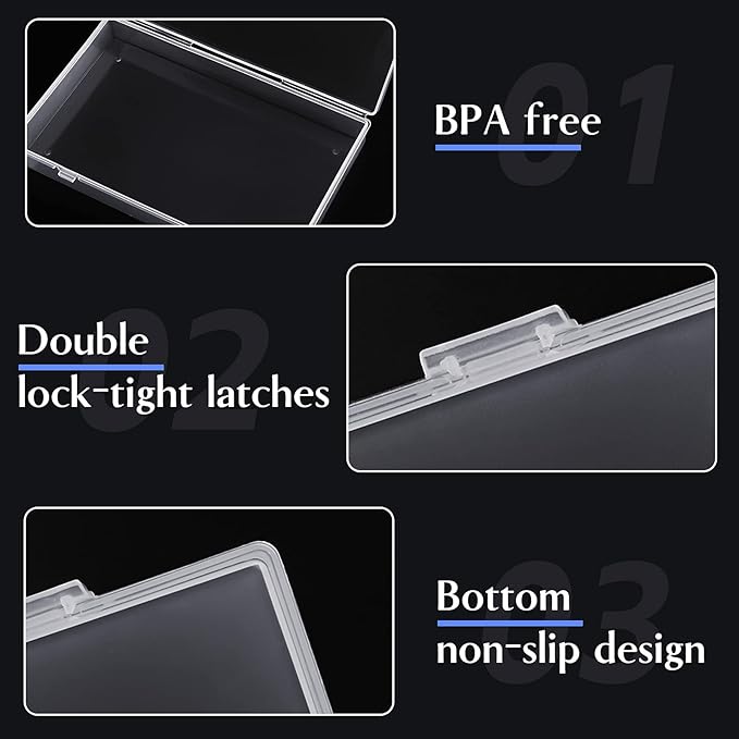 24 Pack Mixed Sizes Rectangular Mini Plastic Containers Clear Plastic Storage Boxes with Hinged Lids and Labels Empty Beads Organizers for Small Items Art Craft Jewelry Projects-NeatNest