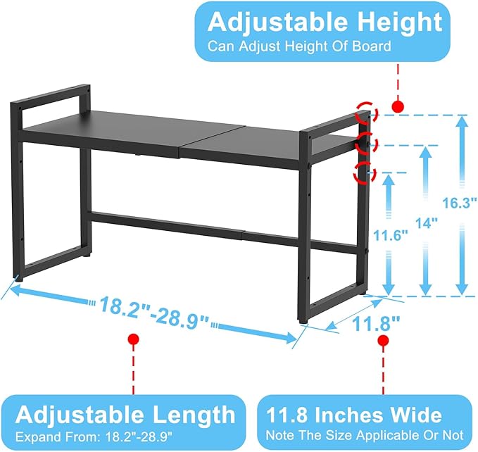 Expandable Metal Storage Shelves,110LBS Heavy Duty Shelving Units and Storage For Small Appliance, Adjustable Metal Storage Shelf Rack For kitchen Cabinet Closet Pantry Warehouse Garage,Patent Pending-NeatNest