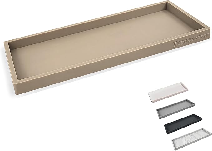 Countertop and Vanity Tray - 11.7" Silicone Bathroom Tray, Flexible Dish Soap Holder for Kitchen, Bathroom Counter Organizer, Shower Toilet Tank Trays Décor Accessories, Sink Makeup Mat Oil-NeatNest