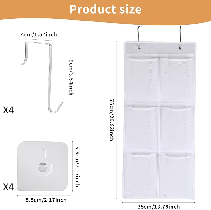 Over the Door/Wall Shoe Organizer, 2 Pack, Narrow, Hanging Shoe Rack for Closet, Bathroom, RV, Pantry, Camping, White-NeatNest