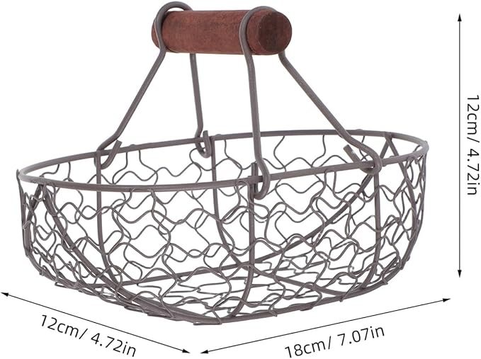 Farmhouse Wire Egg Basket Vintage Style Metal Egg Collecting Basket, Eggs Container Holder for Countertop, Storage for Fresh Eggs, Fruit, Snacks, Party Gathering