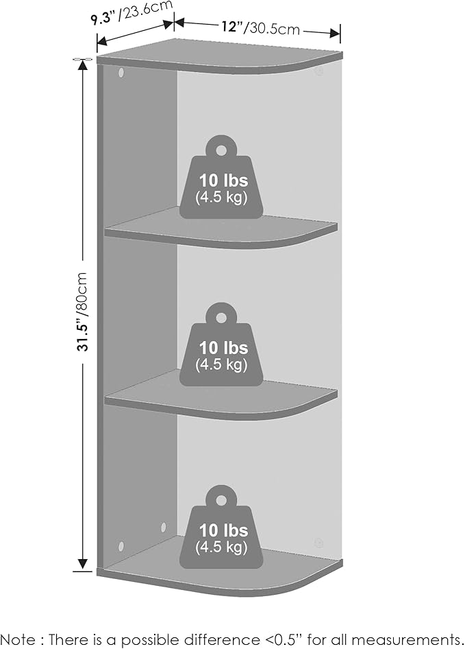 Furinno Reed 3-Tier Space Saving Corner Storage Display Shelf, French Oak-NeatNest