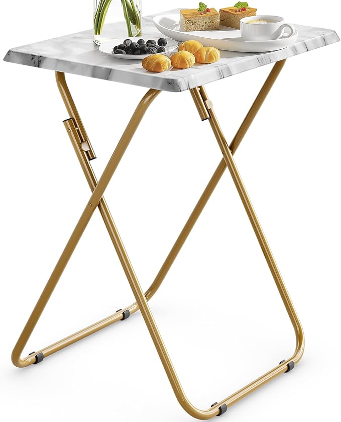 HUANUO Folding TV Tray Table -Stable Tray Table with No Assembly Required, TV Dinner Tray for Eating, Foldable Snack Tables for Bed & Sofa (Marbling)-NeatNest