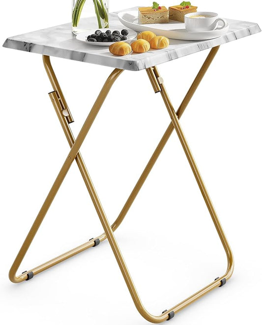 HUANUO Folding TV Tray Table -Stable Tray Table with No Assembly Required, TV Dinner Tray for Eating, Foldable Snack Tables for Bed & Sofa (Marbling)-NeatNest