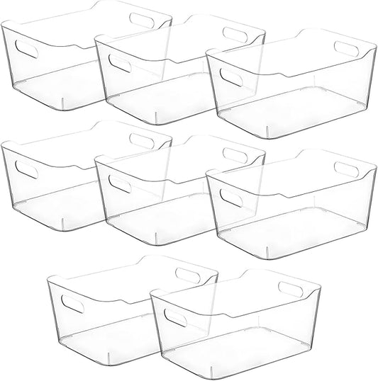 Clear storage organizer bins, Medium Kitchen Cabinet Organizers and Storage Baskets Pantry Fridge Containers for Organizing Cabinet Organization Perfect for Foods Snacks Chips Vitamin spices-NeatNest