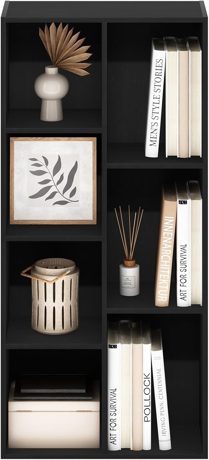 Furinno Luder 7-Cube Reversible Open Shelf, Blackwood-NeatNest