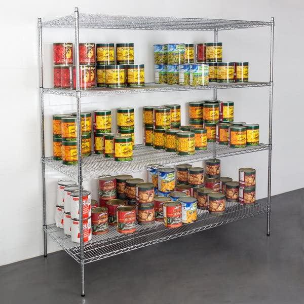 30" x 72" NSF Chrome 4-Shelf Kit with 74" Posts, Heavy Duty Storage Shelving, Wire Shelving Kit, NSF Commercial Storage Rack Unit