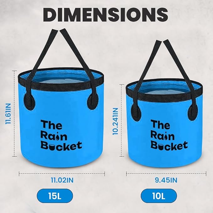 Collapsible Foldable Buckets with Handles – 3-Piece Set (10L & 15L) Bucket + 10L Water Bag with Faucet – Waterproof PVC Wash Basins for Camping, Fishing, Hiking, Car Wash – Portable & Leakproof-NeatNest