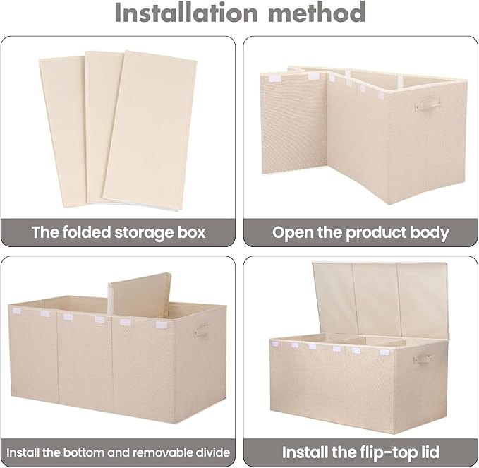 Extra Large Toy Box 167L, Sturdy Toy Storage Chest Organizer Bin Baskets with 2 Removable Divider for Boys, Girls, Kids, Nursery, Bedroom, Playroom, 35.5"x17" x17" (Linen Beige)-NeatNest