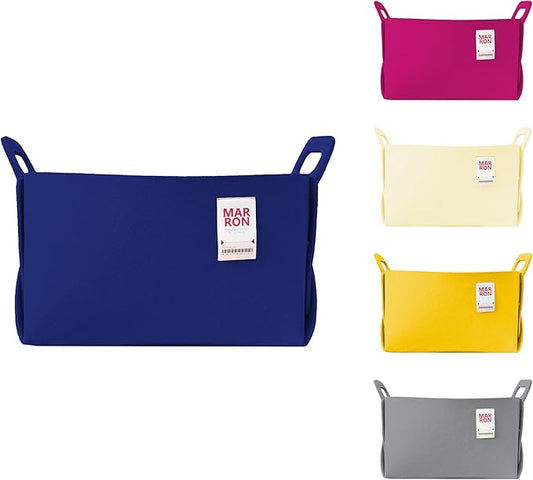 Collapsible Blue Felt Storage Bin Large 14.6"x9.4"x9.4" – Foldable Basket with Handles for Closet, Laundry Room Organization, Toy Storage, Decorative Storage Bins for Shelves, Nursery Storage-NeatNest