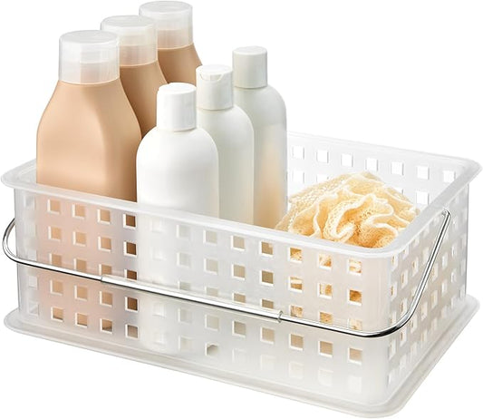 iDesign Portable Shower Caddy Basket with Handle for Dorm or Bathroom - Clear/Frost - Made in USA