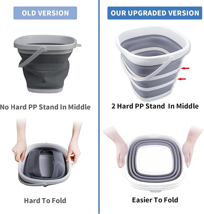 2 Pack Collapsible Buckets 10L 2.6 Gallon Cleaning Bucket Mop Bucket Folding Foldable Portable Small Plastic Water Supplies for Outdoor Garden Camping Fishing Car Wash Space Saving Square-NeatNest
