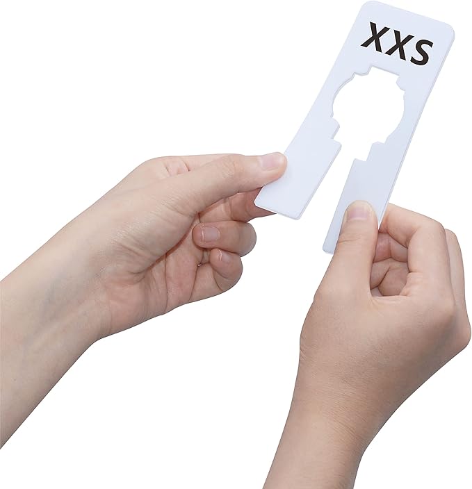 40 Pack Rectangular White Plastic Clothing Size Closet Rack Dividers Hangers, Preprinted in 8 Sizes XXS, XS, S, M, L, XL, XXL, XXXL (2.5”x 5”, Inner Diameter 1.38”)-NeatNest