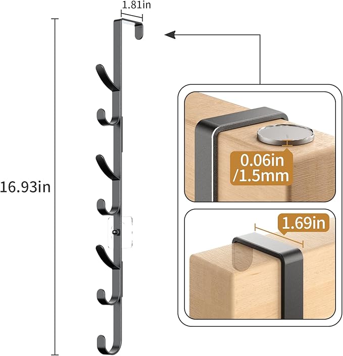 Over The Door Hooks, Metal Door Hooks for Hanging,Door Purse Organizer for Door Coat Hanger, Back of Shower for Hanging Towel Rack Clothes, Hat, Bathroom Bathroom Dorm Bedroom Closet (Black-4Packs)