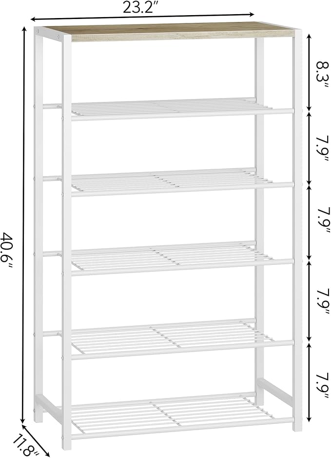 Yusong Shoe Rack Organizer, 6 Tier Industrial Shoe Storage Shelf, Narrow Sturdy Metal Shoe Shelves for Closet Entryway, Rustic Brown-NeatNest