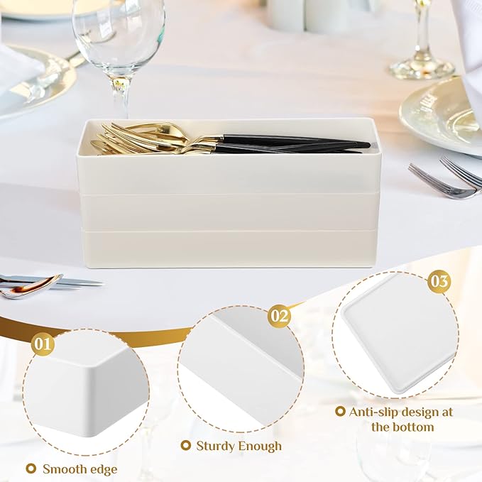 4 Pack Plastic Drawer Organizer 9.5 x 3 x 1.4 Inch Tabletop Organizer Tray Stationery Holder White Half Accessory Tray Stackable Storage Container for Vanity Office Home Utensils Gadgets Shelf Kitchen-NeatNest