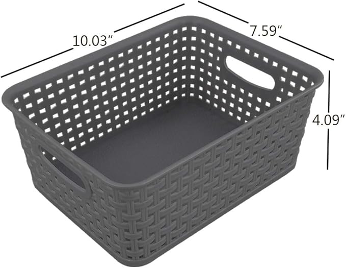 Anbers Small Plastic Storage Basket Pack of 6, Gray Pantry Storage Bins-NeatNest