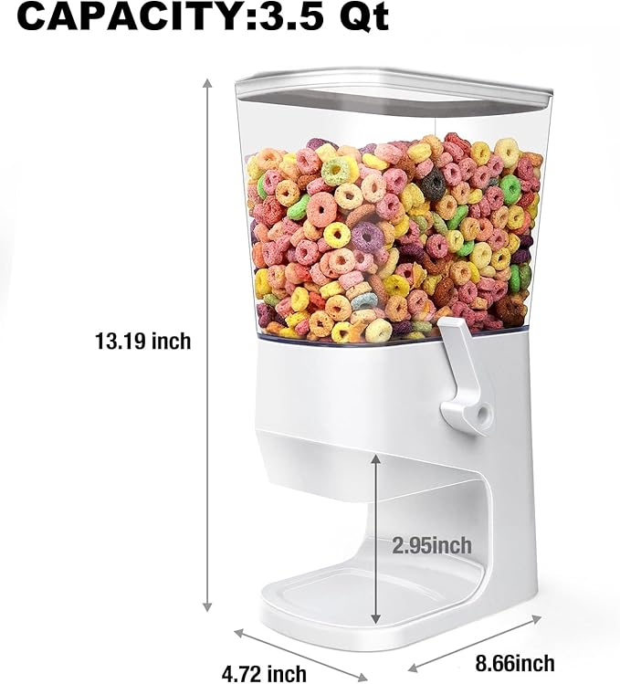 Cereal Dispenser Countertop With Bowls and Spoons Cereal Containers Storage for Pantry Snack Organizer Dry Food Storage Container with Lid for Kitchen Organization Oatmeal Nut Granola（1pcs White）-NeatNest