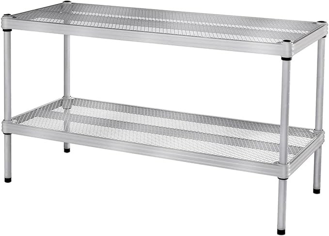 Design Ideas MeshWorks, 2-Tier Steel Shelving Rack, 440lb Capacity Per Shelf, Silver-NeatNest