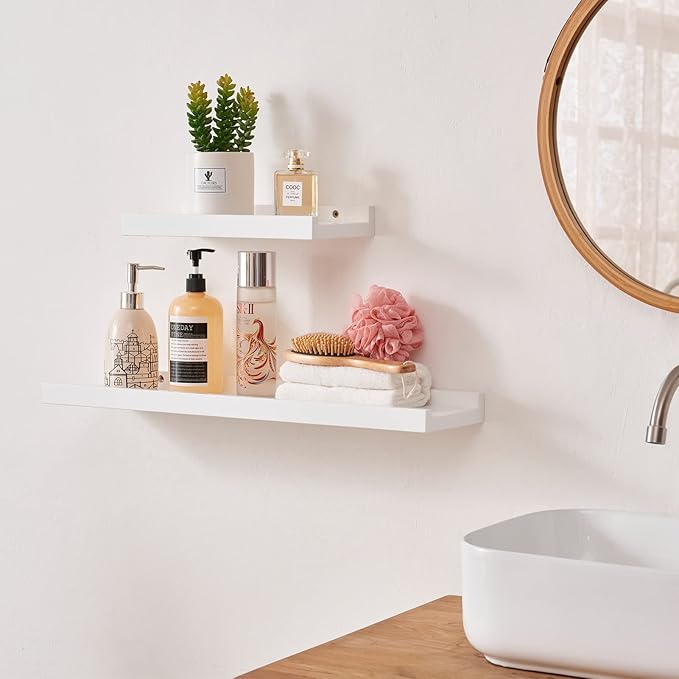 Floating Shelf White Oak Wood Wall Shelves 36 Inch (Upgrade Width 6"), Display Picture Ledge Shelf for Bedroom Living Room Bathroom Office Kitchen Wall Storage Shelves-NeatNest