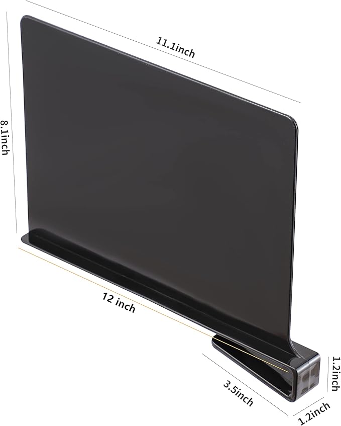 CY craft Acrylic Shelf Dividers for Closets,Wood Shelf Dividers, 2 PCS Black Shelf Separators,Perfect for Clothes Organizer and Bedroom Kitchen Cabinets Shelf Storage and Organization-NeatNest