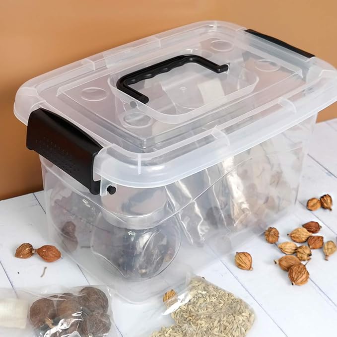 6 Quart Small Clear Storage Box, 6 Packs Small Plastic Storage Tote Boxes