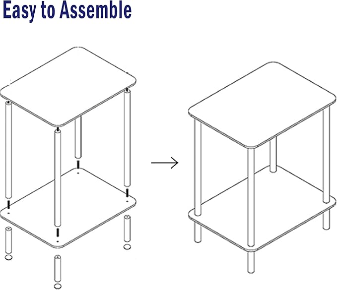 empered Glass Side Tables Set of 2 Acrylic End Table with 2 Storage Shelve transparent Bedside simplicity clear 2-Tier Nightstands small Spaces Office Bedroom Living Room Study Transparent ET-008TR