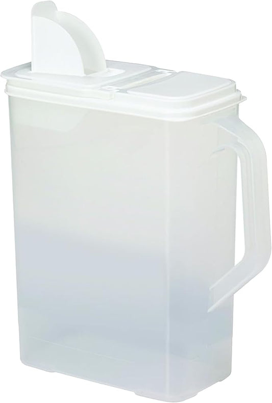 Buddeez Bulk Food Storage Container - 8 Quart All Purpose Clear & Large Pantry and Kitchen Organization and Storage - Cereal, Flour, Sugar, Rice Dispenser, EZ Grip Handle, EZ Pour Spout (White Lid)-NeatNest