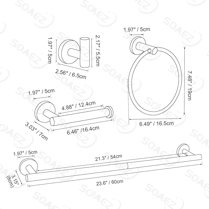 Brushed Gold Towel Bar Set 10 Pieces Bathroom Hardware Accessories Set Towel Rack Set for Bathroom SUS304 Stainless Steel Toilet Paper Holder Wall Mounted, 23.6 Inch-NeatNest