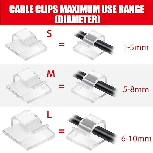 Blulu 100 Pcs Adhesive Cable Clips Bulk Wire Holder for Cord Organizer Clips Cable Management Outdoor Light Hooks for Christmas Wall String Lights Fairy Lights-NeatNest