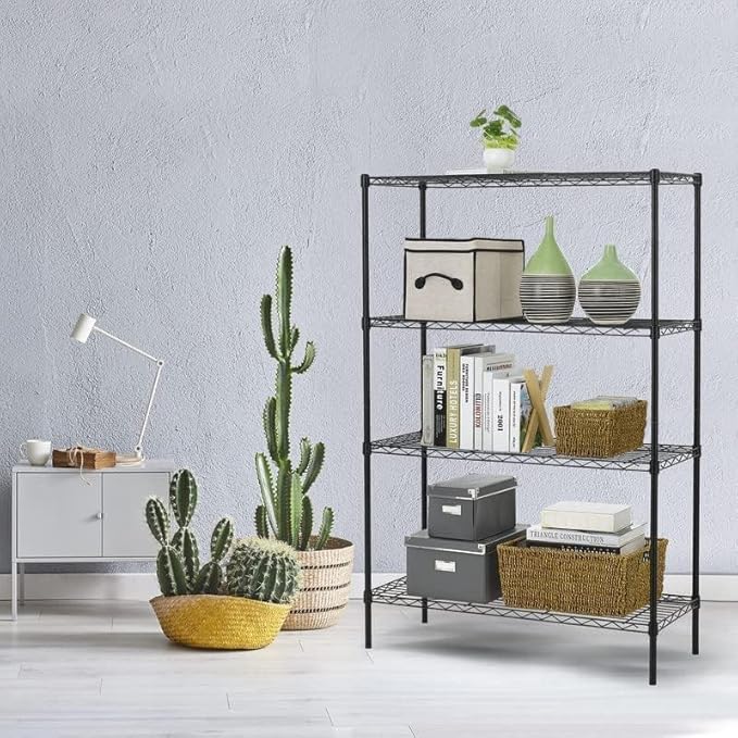 4-Tier Storage Shelves Adjustable,Wire Shelving Heavy Duty Storage Rack Metal Shelf Organizer Wire Rack Shelf for Pantry Garage Kitchen 36" D x14 W x 54" H -Black-NeatNest