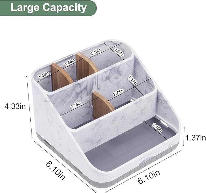 Chintu Toothbrush Holders for Bathrooms - 6 Slots Electric Tooth Brushing Holder, Bathroom Countertop Organizer for Kids Family, Marble Toothbrush and Toothpaste Holder Shower Storage Grey-NeatNest
