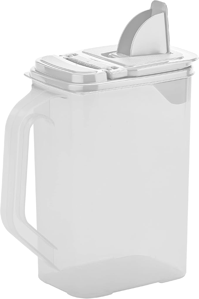 Buddeez Kitchen Pantry Container - Easy Grip Handle for Mess Free Use - Flour and Sugar Storage Made Simple - 4 Quart White Lid-NeatNest
