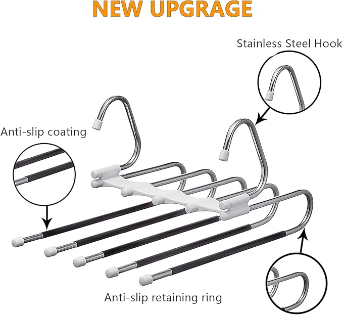 Kalimdor Pants Hangers 2 Pack Space Saving Metal Closet Organizer,Clothes Pants Hangers,Anti-Slip Design,Closet Organizers and Storage for Pants Jeans Skirts Scarf Legging-NeatNest