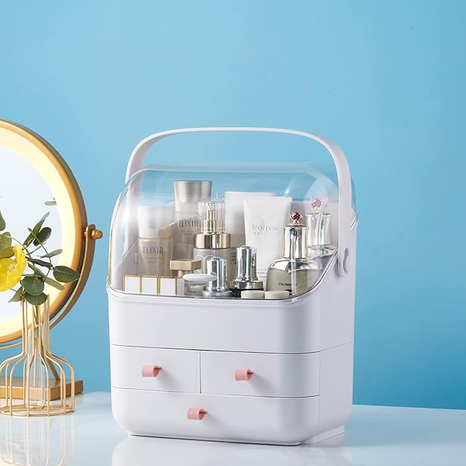 Large Makeup Organizer w Drawers Beauty Organizer Makeup Box Holder Vanity Organization Desk Countertop MakeUp Organizers Bathroom Counter Organizer Skincare Cosmetic Case Stand Dustproof Lid Gift-NeatNest