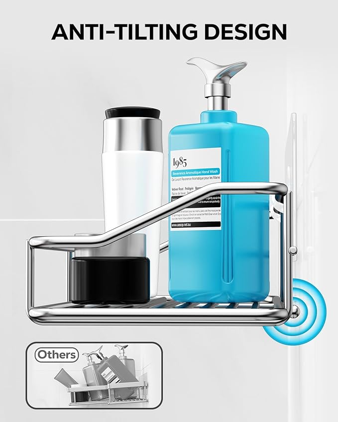 Nieifi Shower Caddy Shelf Storage Rack Adhesive Without Drilling Stainless Steel with Hooks for Washroom, Lavatory, Restroom, Toilet, Bathroom, Kitchen - 2 Pack-NeatNest