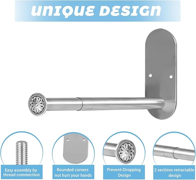 2-Section Stainless Steel Clothes Hanger Storage, Retractable Space Saving Clothes Hanger Storage Organizer, Wall Mount Clothes Rack Organizer, Adhesive or Drilling Installation(Length 13.7")-NeatNest