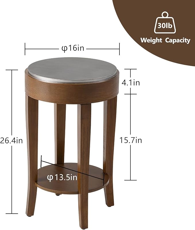 COSIEST Round End Table, 2-Tier Classic Brown Side Table, Farmhouse Wood Accent Table with Storage Shelf for Living Room, Bedroom, Office, Distressed Glaze Finish-NeatNest