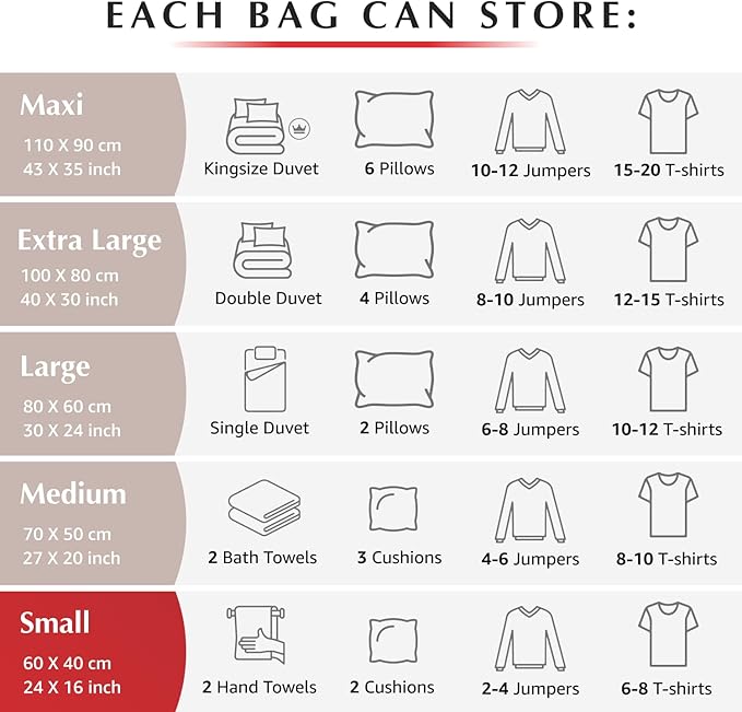 GENIE SPACE Small Vacuum Storage Bags - Pack of 6, 24x16in | Compact Size & Strong Space Saving Bags | Premium Airtight & Reusable Vacuum Bag for T-Shirts, Underwear, Towels & More | inc Travel Pump-NeatNest