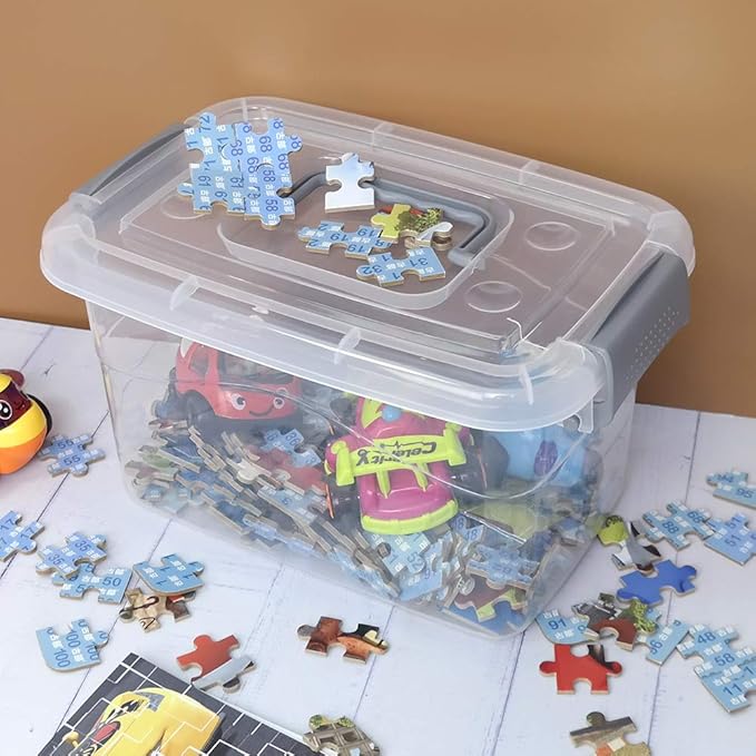6 Quart Small Storage Bin, 6 Packs Plastic Storage Box with Lid