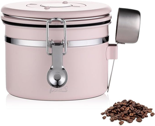 Bincoo Pink Coffee Canister, Large Stainless Steel Coffee Bean Storage Container with Date Tracker (800ML)-NeatNest