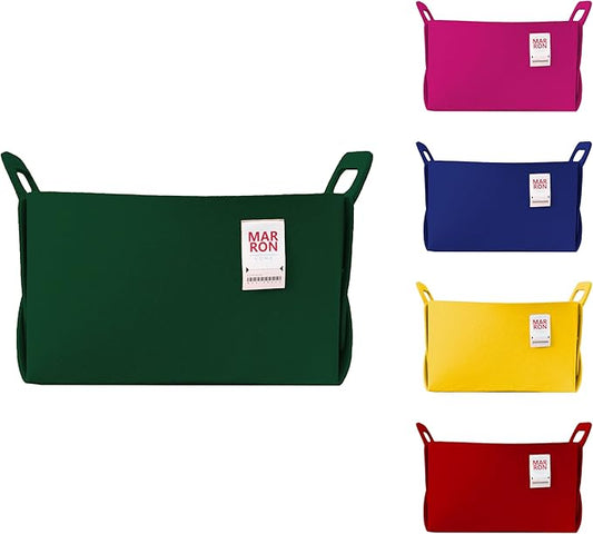 Collapsible Deepgreen Felt Storage Bin Large 14.6"x9.4"x9.4" – Foldable Basket with Handles for Closet, Laundry Room Organization, Toy Storage, Decorative Storage Bins for Shelves Storage-NeatNest