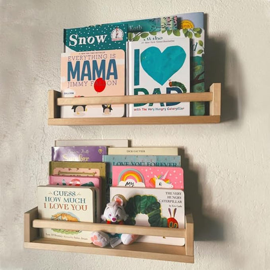 Gneric Floating Shelves for Wall, Burlywood Nursery Book Shelves, 15.7 inch Kids Bookshelf, Wall Shelves for Living Room Bedroom Decor,Kitchen Spice Rack,Bathroom Storage Rack(2 Pack)-NeatNest