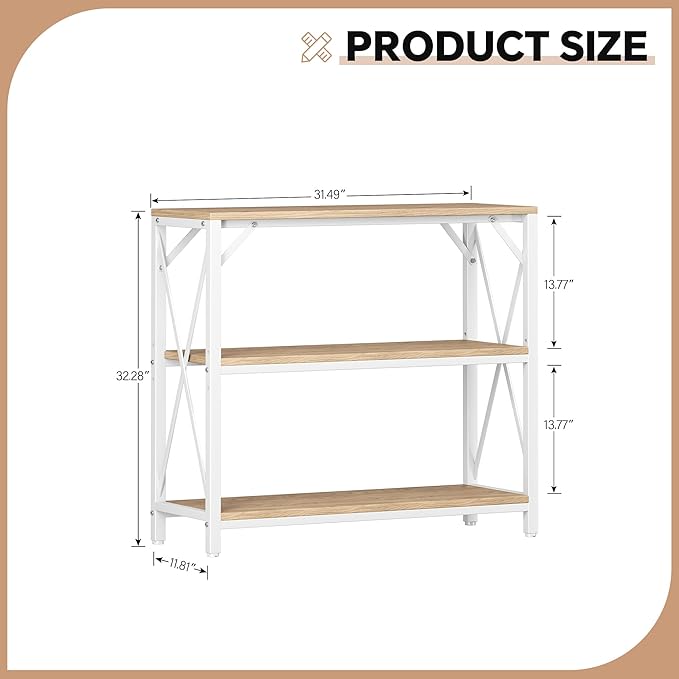 Homeiju Console Table 31.5" Width, 3-Tier Entryway Table with Storage, Industrial Sofa Table with Open Shelves, Foyer Tables for Entryway, Hallway, Kitchen, Living Room and Bedroom, Light Coffee-NeatNest