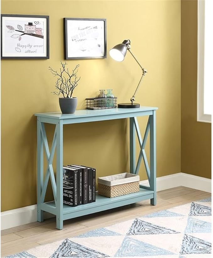 Convenience Concepts Oxford Console Table 39.5" - Sofa Table with Storage Shelf, Transitional Entryway Hall Table for Living Room and Bedroom, Display Foyer Table, Sea Foam Blue-NeatNest