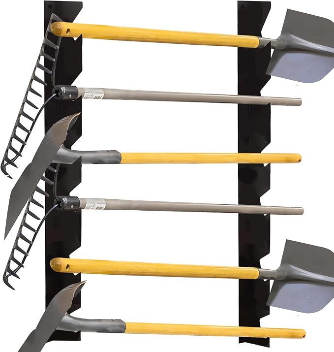 CZWL&HG Heavy-Duty Garden Tool Organizer Wall Mount – Garage Wall Storage Rack for Shovels, Rakes & Long-Handled Tools – Solid Steel, Holds 250 lbs-NeatNest