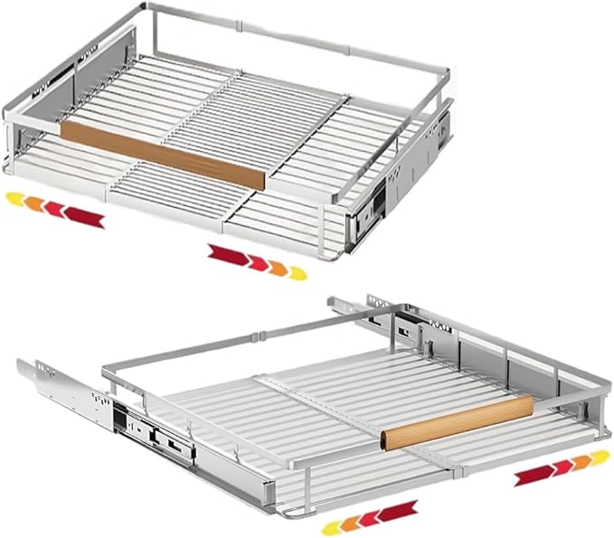 2 Pack Expandable Pull Out Cabinet Organizer，Side Mounting 17.1~28"x22.5"Cabinet Pull Out Shelves, Expandable Slide Out Spice Rack for Kitchen Bathroom Office-NeatNest