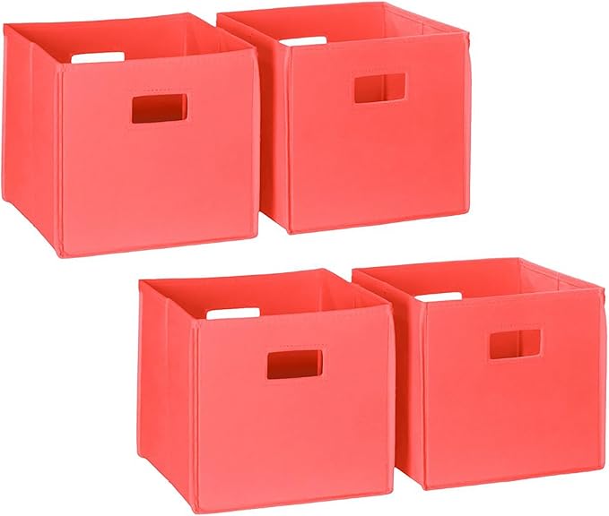 RiverRidge Folding Storage Bins with Handles Coral Cube Storage Organizer for Closet, Bedroom & Playroom - Closet Organizers and Storage Set of 4-NeatNest