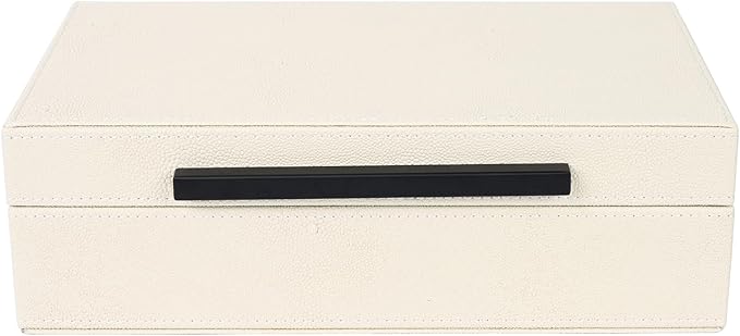 Beige Faux Leather Shagreen Decorative Storage Box - Small Jewelry Organizer & Keepsake Box with Lid for Home Decor-NeatNest