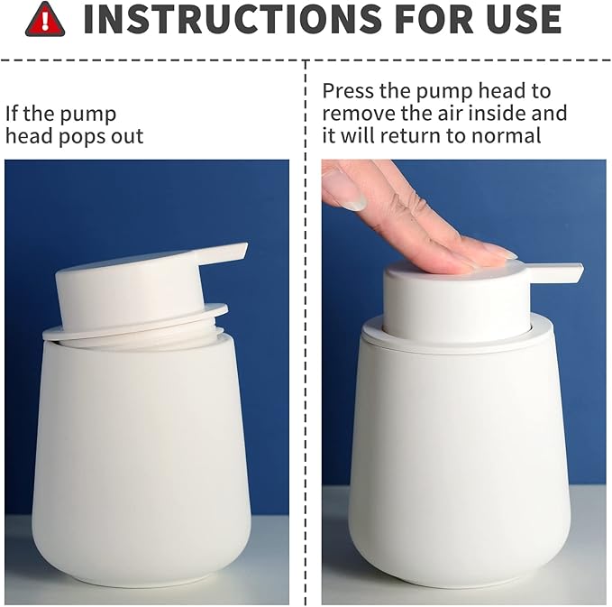 BosilunLife Foam Soap Dispenser - 12 oz Bathroom Lotion Pump, White Ceramic Dish Liquid Dispenser for Kitchen and Hand Wash (Rubber Paint)-NeatNest